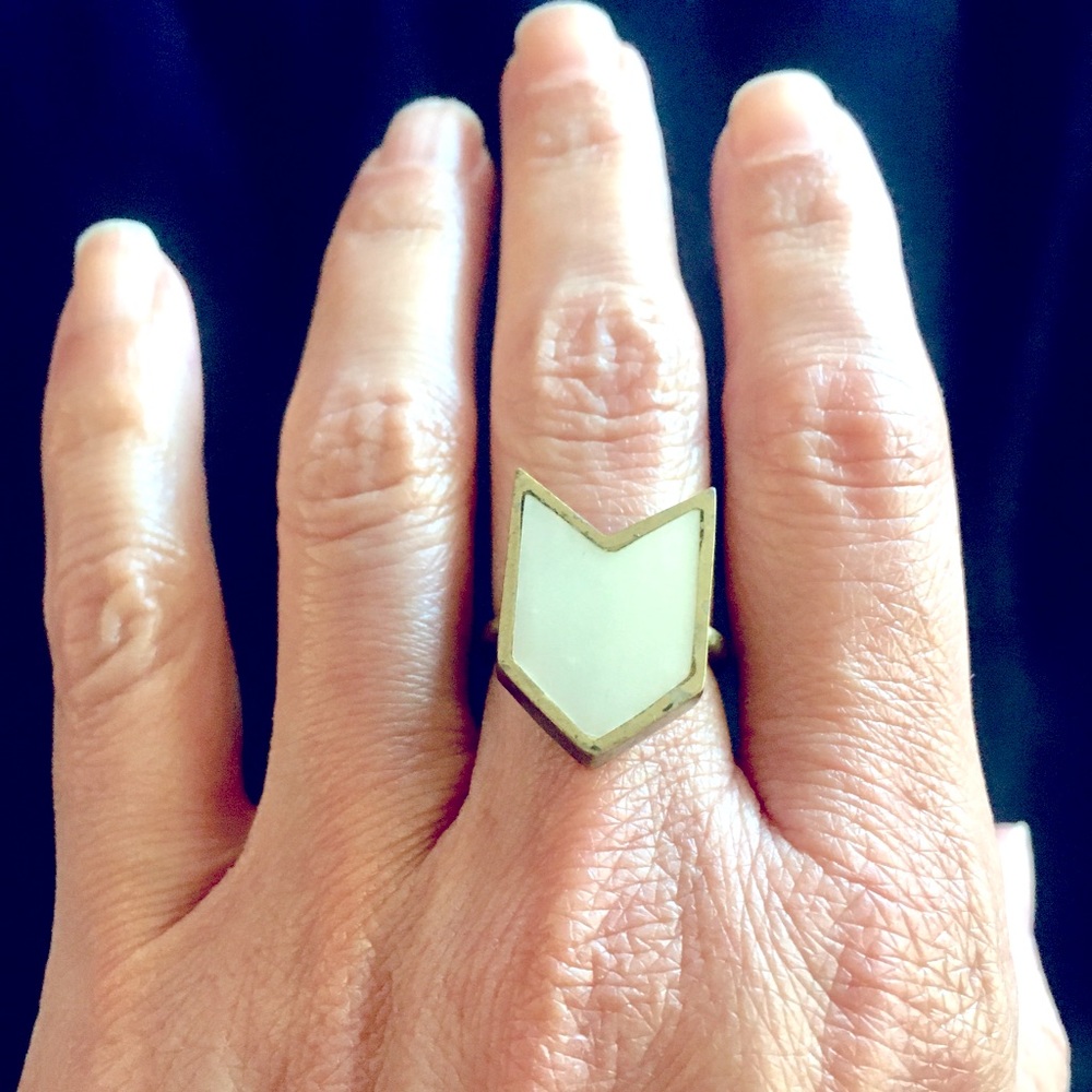 Torchlight Mother of Pearl Chevron Adjustable Copper ring